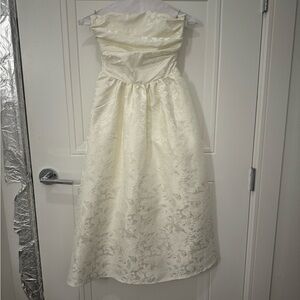 Strapless White Midi Dress